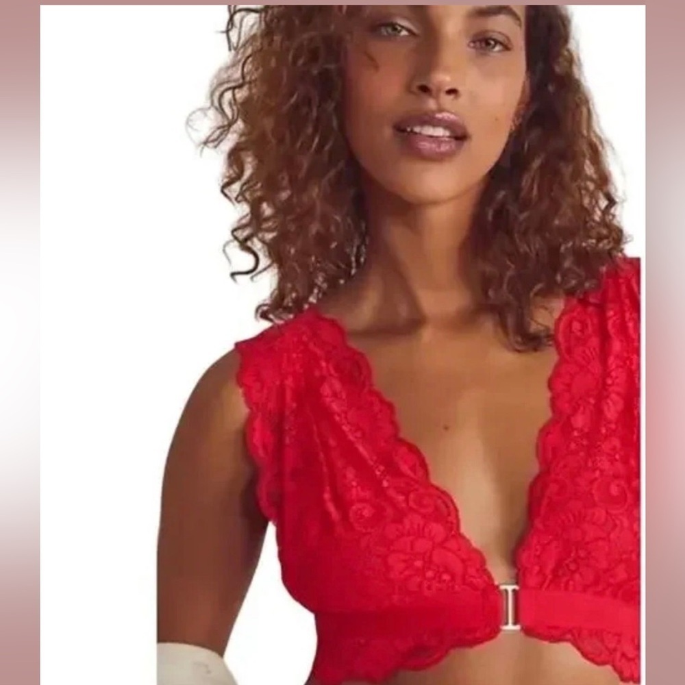 Free People We Are HAH Red Lace Bralette - XS NEW W/TAGS